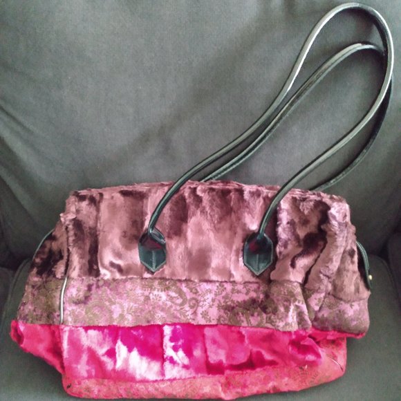 Jeanne Lottie Velvet Travel Hand Bag Top Handle Tote - Picture 3 of 4